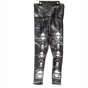 Evolution & Creation Skull Cloud Yoga Pants, Gray